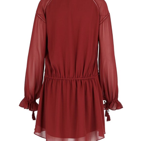 Cute Haute Hippie Merlot Boho Georgette Mini Dress - Wear with heels or leggings - Picture 5 of 13
